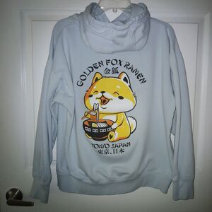 Golden Fox Ramen Tokyo Japan Large Powder Blue Hoodie